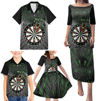 Personalised New Zealand Darts Family Matching Puletasi and Hawaiian Shirt Dartboard Maori Fern Puhoro Art LT14 - Polynesian Pride