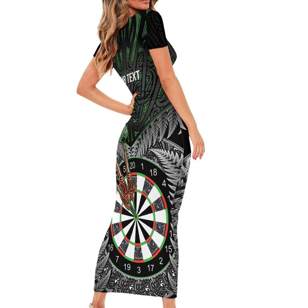 Personalised New Zealand Darts Family Matching Short Sleeve Bodycon Dress and Hawaiian Shirt Dartboard Maori Fern Puhoro Art LT14 - Polynesian Pride