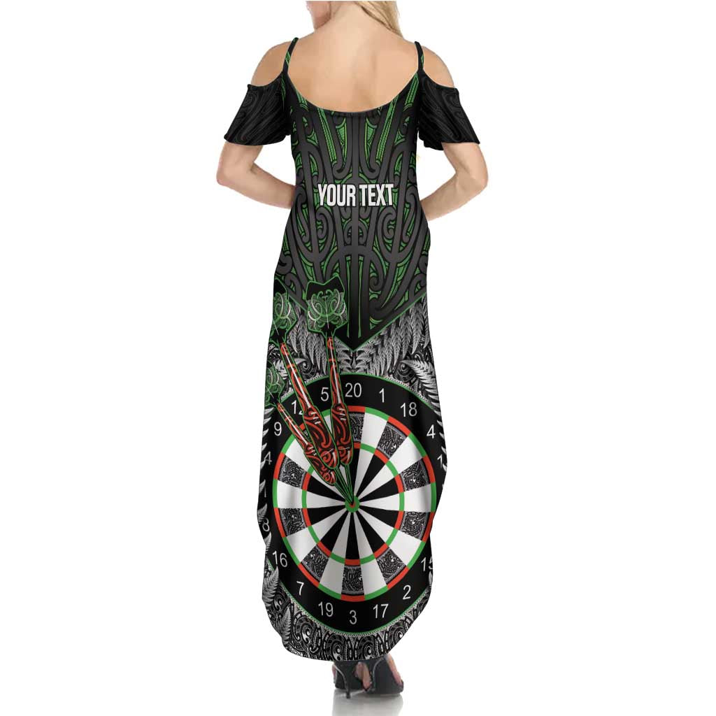 Personalised New Zealand Darts Family Matching Summer Maxi Dress and Hawaiian Shirt Dartboard Maori Fern Puhoro Art LT14 - Polynesian Pride