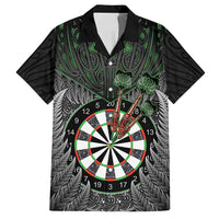 Personalised New Zealand Darts Family Matching Tank Maxi Dress and Hawaiian Shirt Dartboard Maori Fern Puhoro Art LT14 Dad's Shirt - Short Sleeve Black - Polynesian Pride