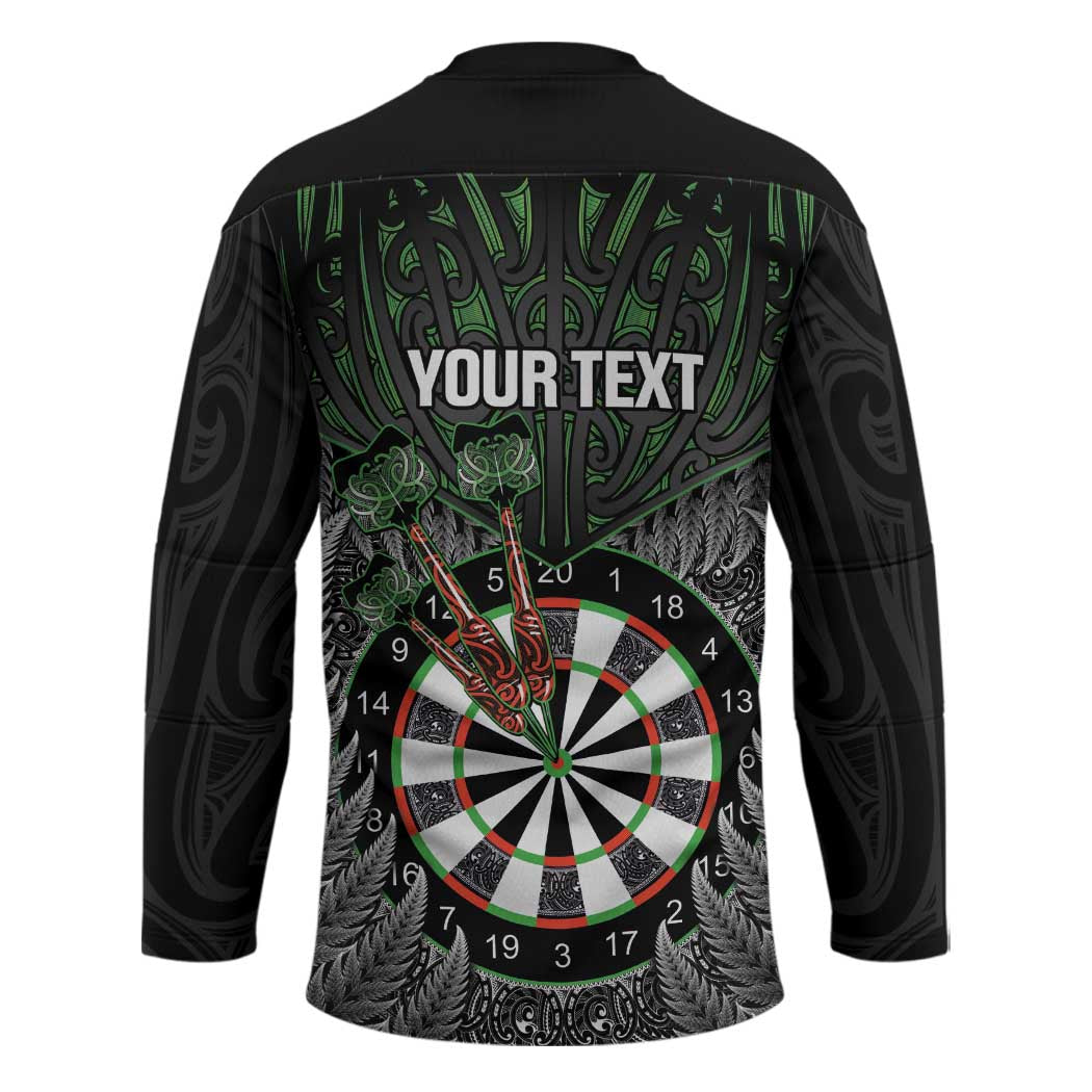 Personalised New Zealand Darts Hockey Jersey Dartboard Maori Fern Puhoro Art - Polynesian Pride