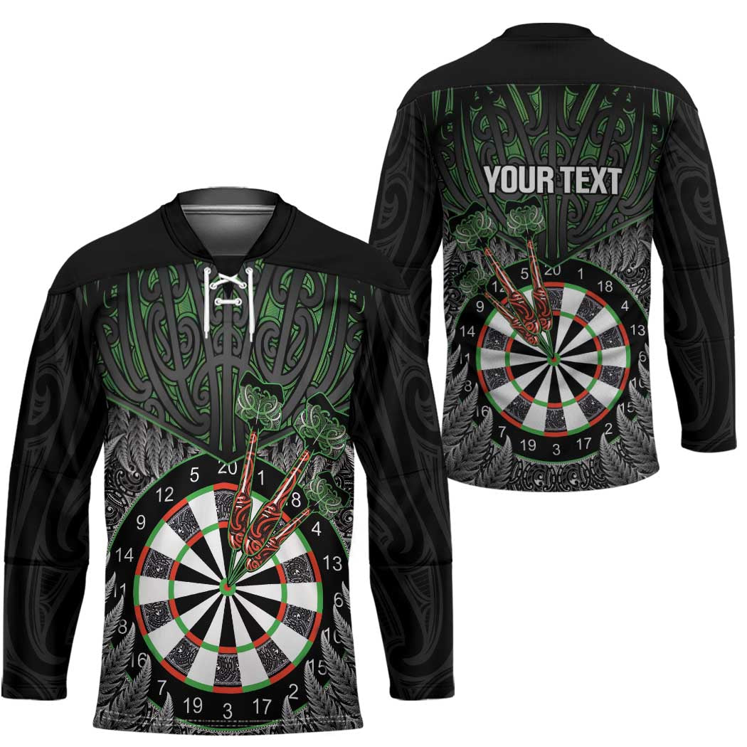 Personalised New Zealand Darts Hockey Jersey Dartboard Maori Fern Puhoro Art - Polynesian Pride