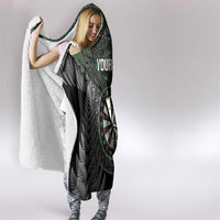 Personalised New Zealand Darts Hooded Blanket Dartboard Maori Fern Puhoro Art