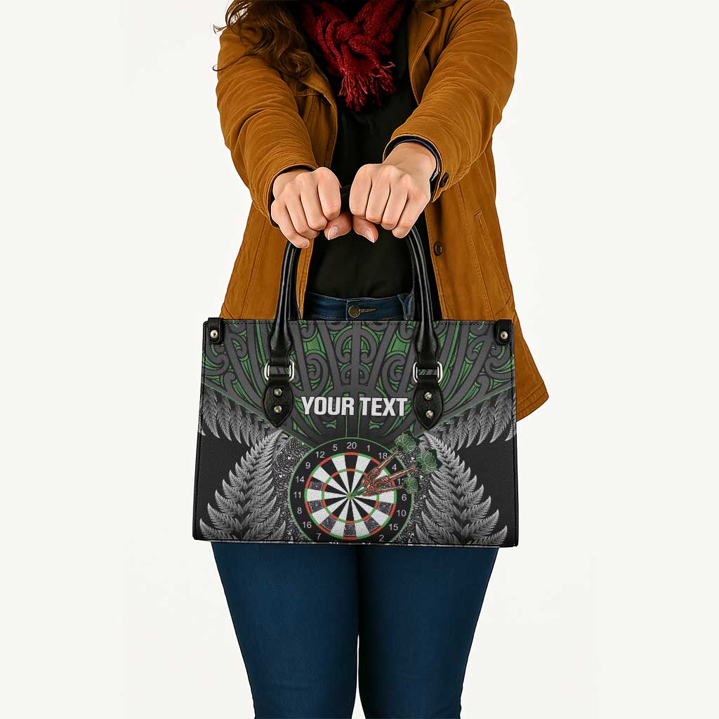 Personalised New Zealand Darts Leather Bag Dartboard Maori Fern Puhoro Art - Polynesian Pride