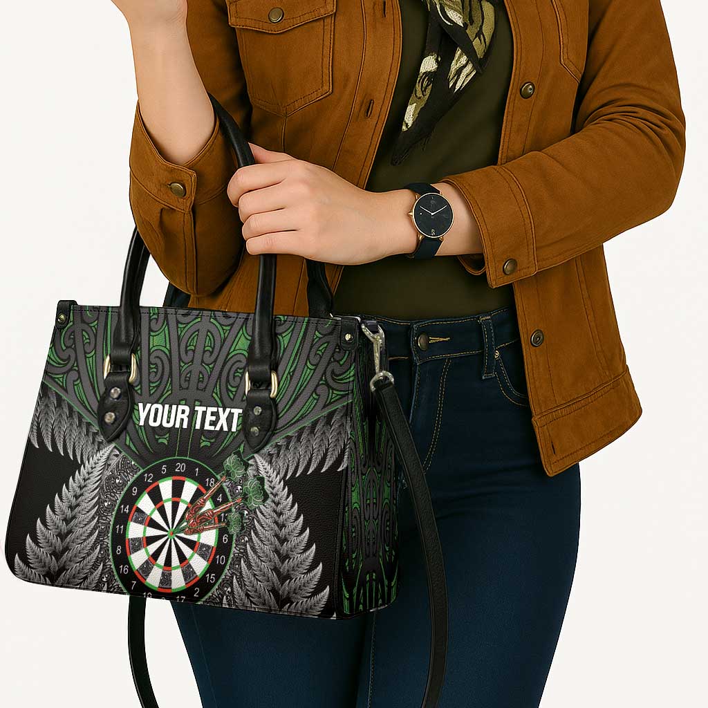 Personalised New Zealand Darts Leather Bag Dartboard Maori Fern Puhoro Art - Polynesian Pride