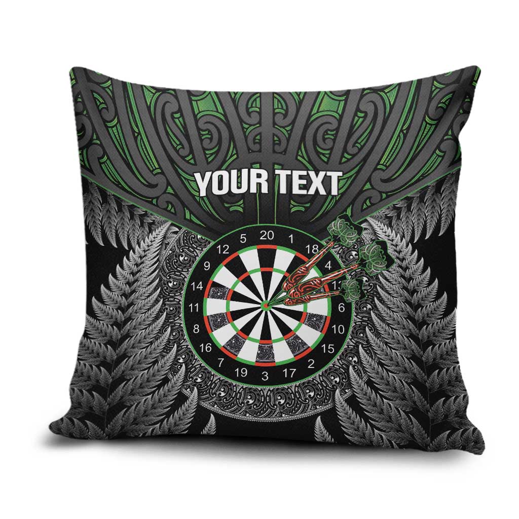 Personalised New Zealand Darts Pillow Cover Dartboard Maori Fern Puhoro Art - Polynesian Pride