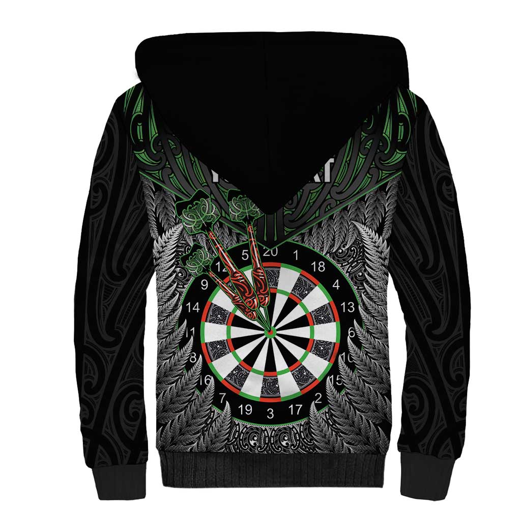 Personalised New Zealand Darts Sherpa Hoodie Dartboard Maori Fern Puhoro Art LT14 - Polynesian Pride