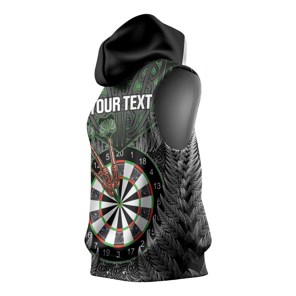 Personalised New Zealand Darts Sleeveless Hoodie Dartboard Maori Fern Puhoro Art LT14 - Polynesian Pride