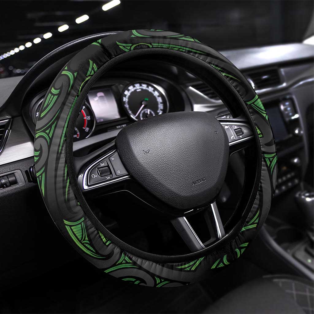 New Zealand Darts Steering Wheel Cover Dartboard Maori Fern Puhoro Art