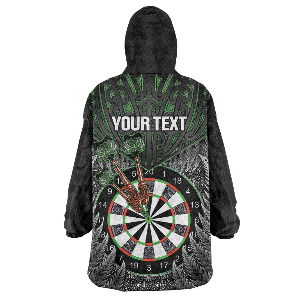 Personalised New Zealand Darts Wearable Blanket Hoodie Dartboard Maori Fern Puhoro Art LT14 - Polynesian Pride
