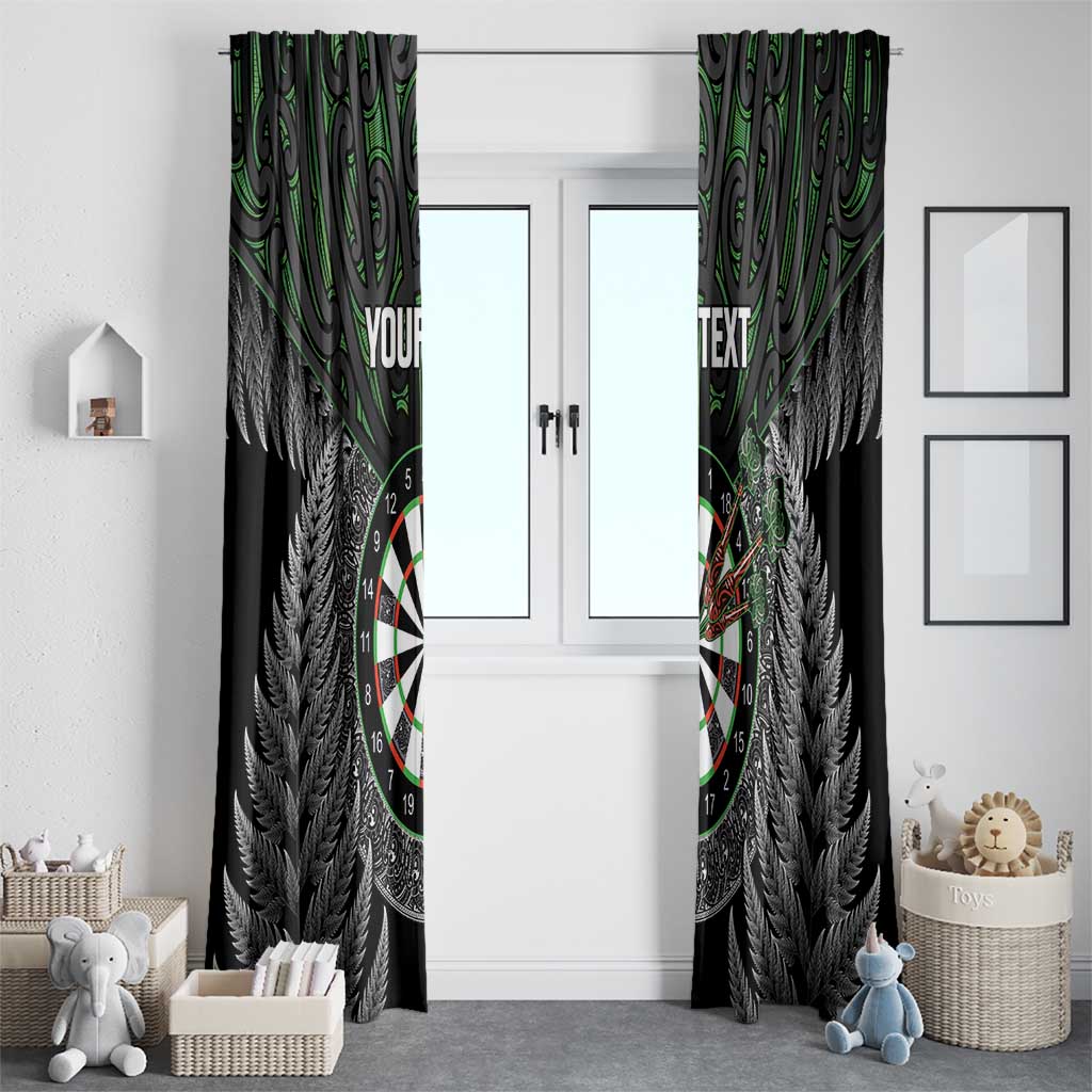 Personalised New Zealand Darts Window Curtain Dartboard Maori Fern Puhoro Art