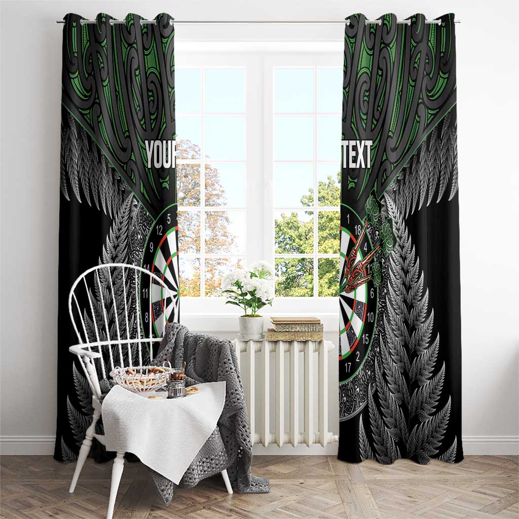 Personalised New Zealand Darts Window Curtain Dartboard Maori Fern Puhoro Art