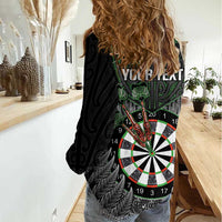 Personalised New Zealand Darts Women Casual Shirt Dartboard Maori Fern Puhoro Art LT14 - Polynesian Pride