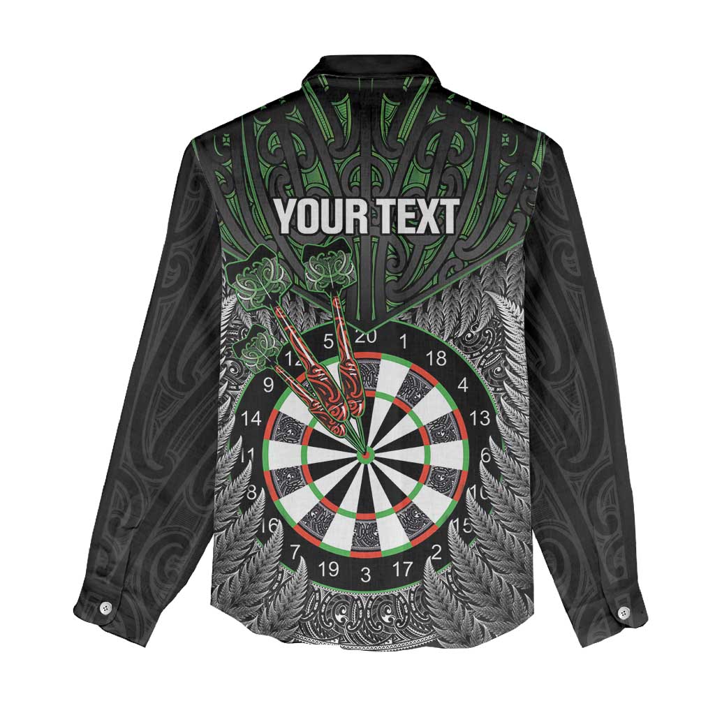Personalised New Zealand Darts Women Casual Shirt Dartboard Maori Fern Puhoro Art LT14 - Polynesian Pride