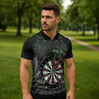 Personalised New Zealand Darts Zipper Polo Shirt Dartboard Maori Fern Puhoro Art LT14 - Polynesian Pride