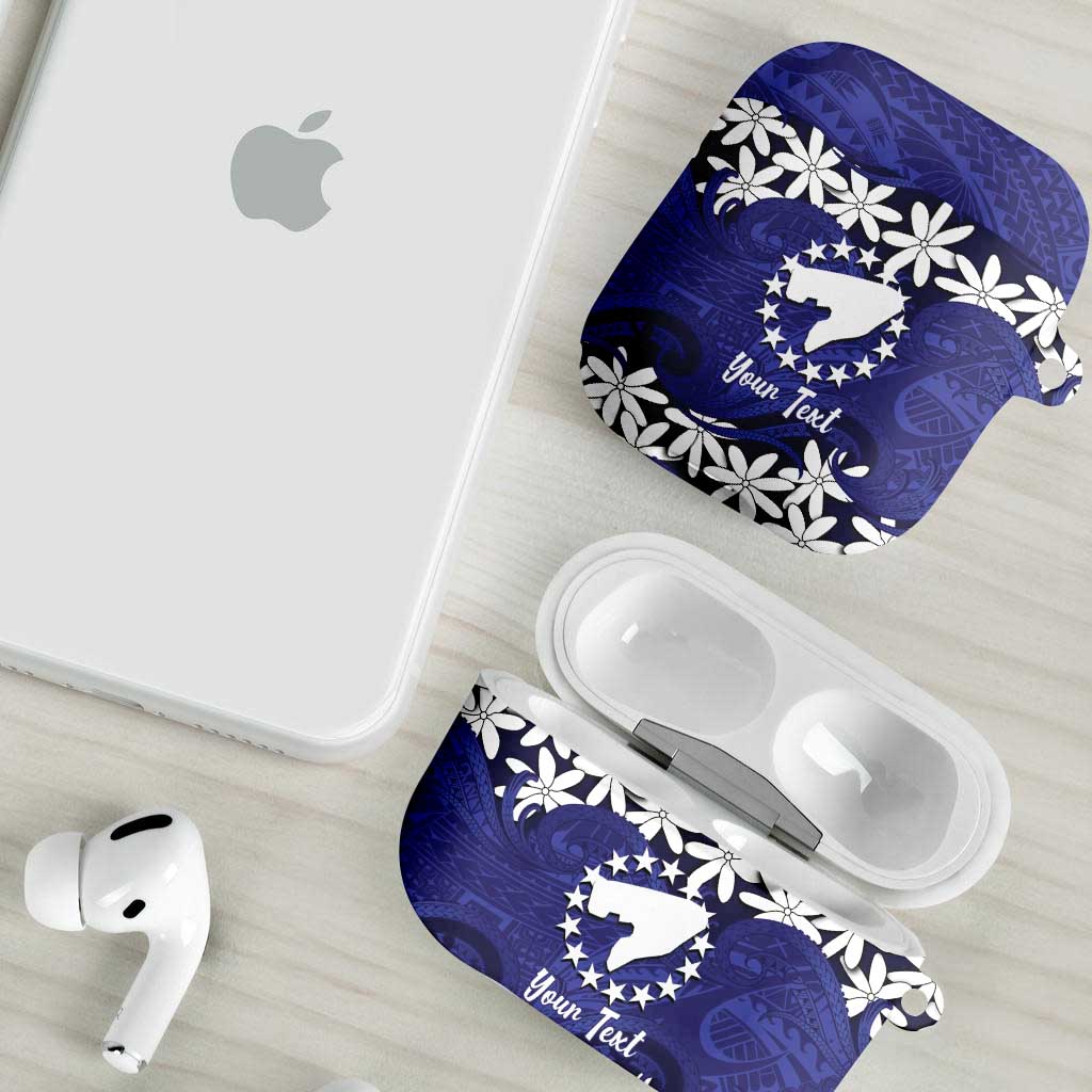 Personalised Cook Islands Pukapuka AirPods Case Tiare Maori Polynesian Waves Tattoo