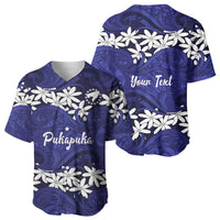 Personalised Cook Islands Pukapuka Baseball Jersey Tiare Maori Polynesian Waves Tattoo
