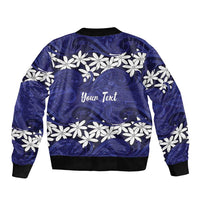 Personalised Cook Islands Pukapuka Bomber Jacket Tiare Maori Polynesian Waves Tattoo