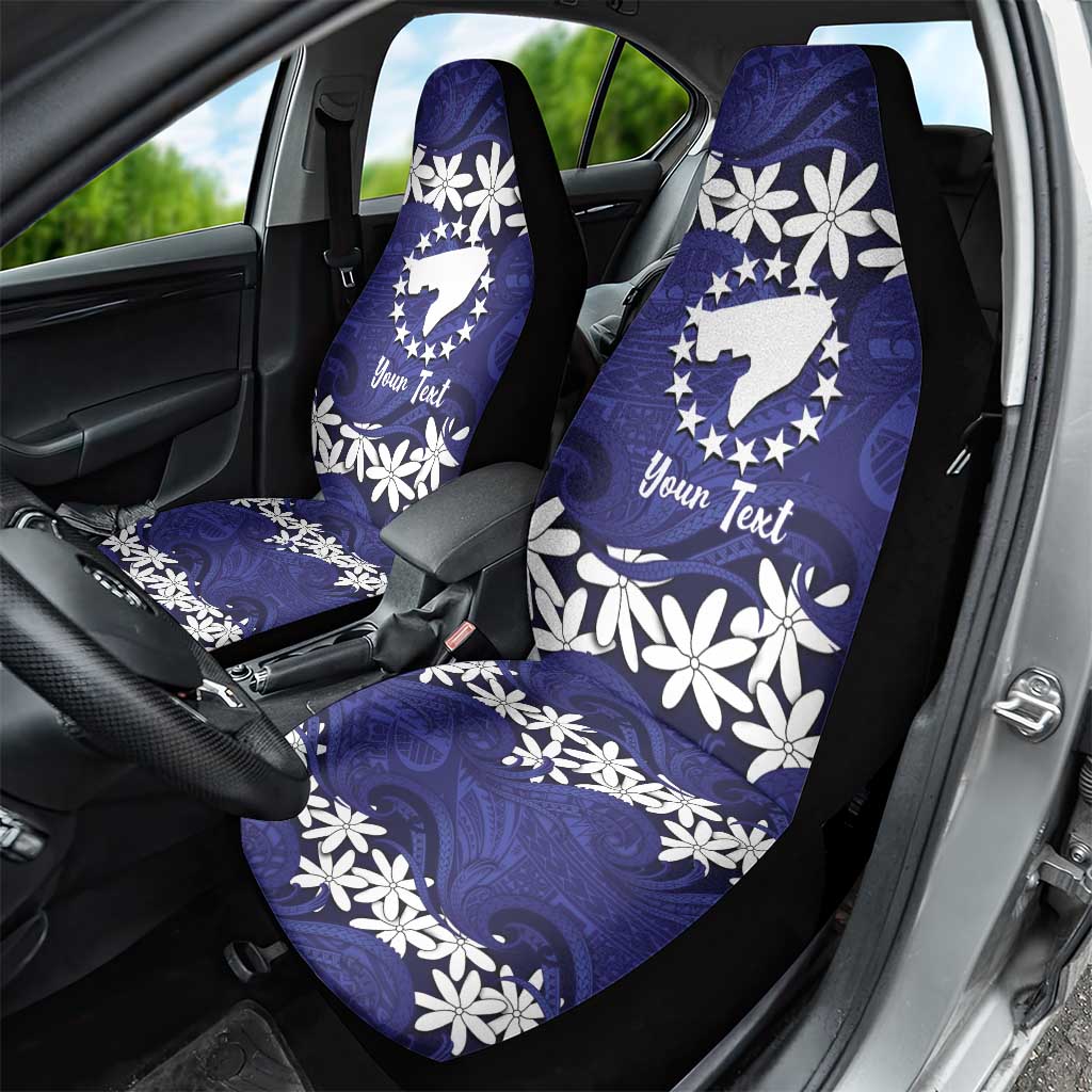 Personalised Cook Islands Pukapuka Car Seat Cover Tiare Maori Polynesian Waves Tattoo