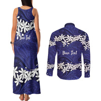 Personalised Cook Islands Pukapuka Couples Matching Tank Maxi Dress and Long Sleeve Button Shirt Tiare Maori Polynesian Waves Tattoo LT14 - Polynesian Pride