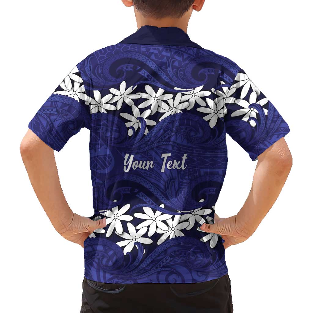 Personalised Cook Islands Pukapuka Family Matching Off Shoulder Maxi Dress and Hawaiian Shirt Tiare Maori Polynesian Waves Tattoo LT14 - Polynesian Pride