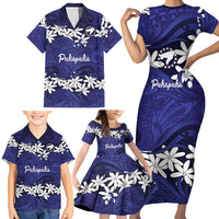 Personalised Cook Islands Pukapuka Family Matching Short Sleeve Bodycon Dress and Hawaiian Shirt Tiare Maori Polynesian Waves Tattoo LT14 - Polynesian Pride