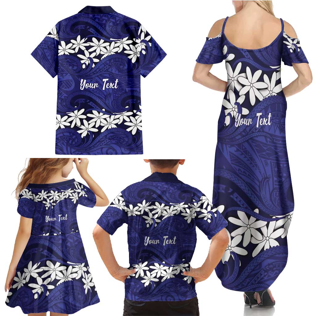 Personalised Cook Islands Pukapuka Family Matching Summer Maxi Dress and Hawaiian Shirt Tiare Maori Polynesian Waves Tattoo LT14 - Polynesian Pride