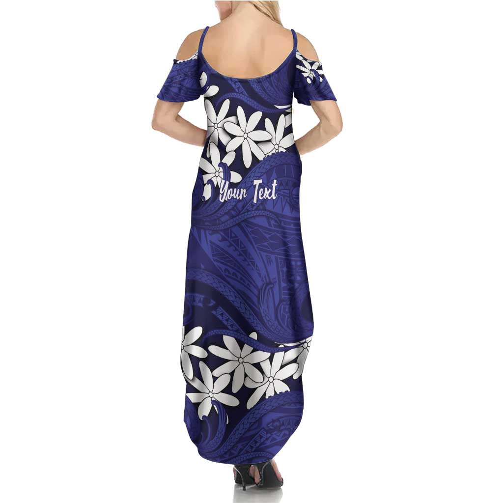 Personalised Cook Islands Pukapuka Family Matching Summer Maxi Dress and Hawaiian Shirt Tiare Maori Polynesian Waves Tattoo LT14 - Polynesian Pride