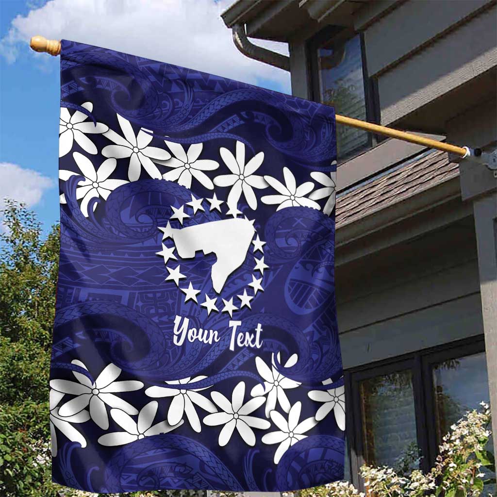 Personalised Cook Islands Pukapuka Garden Flag Tiare Maori Polynesian Waves Tattoo