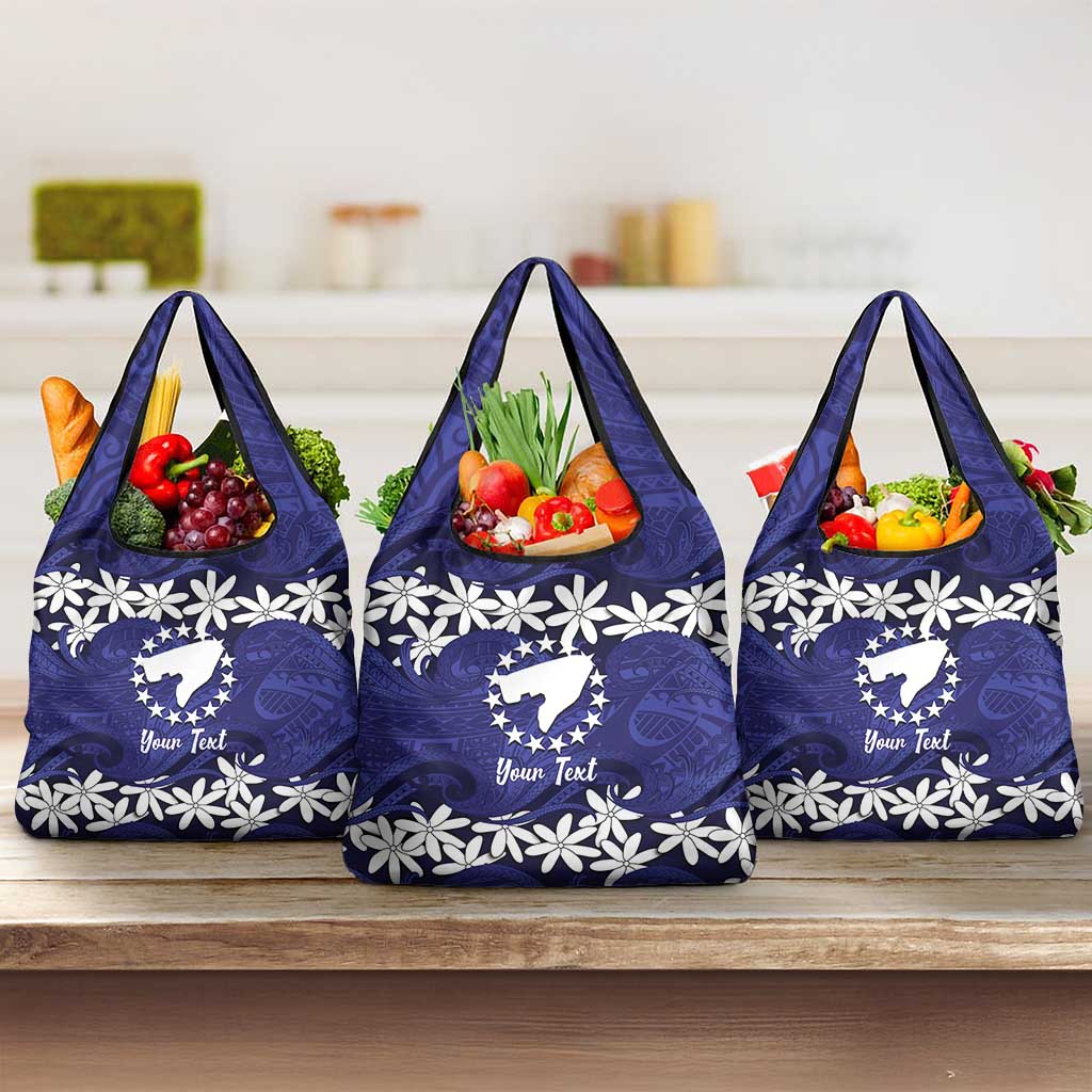 Personalised Cook Islands Pukapuka Grocery Bag Tiare Maori Polynesian Waves Tattoo