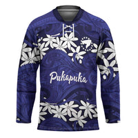 Personalised Cook Islands Pukapuka Hockey Jersey Tiare Maori Polynesian Waves Tattoo