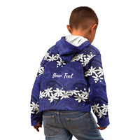 Personalised Cook Islands Pukapuka Kid Hoodie Tiare Maori Polynesian Waves Tattoo