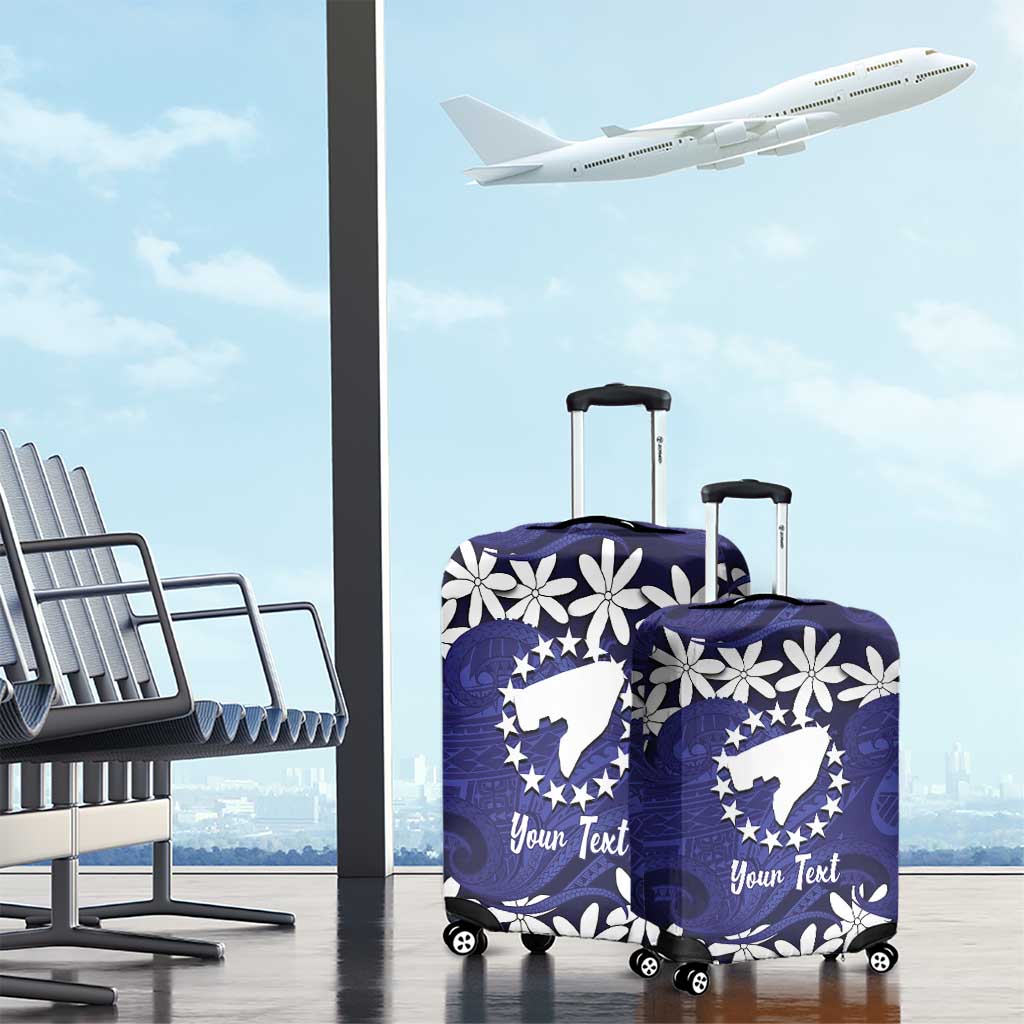 Personalised Cook Islands Pukapuka Luggage Cover Tiare Maori Polynesian Waves Tattoo