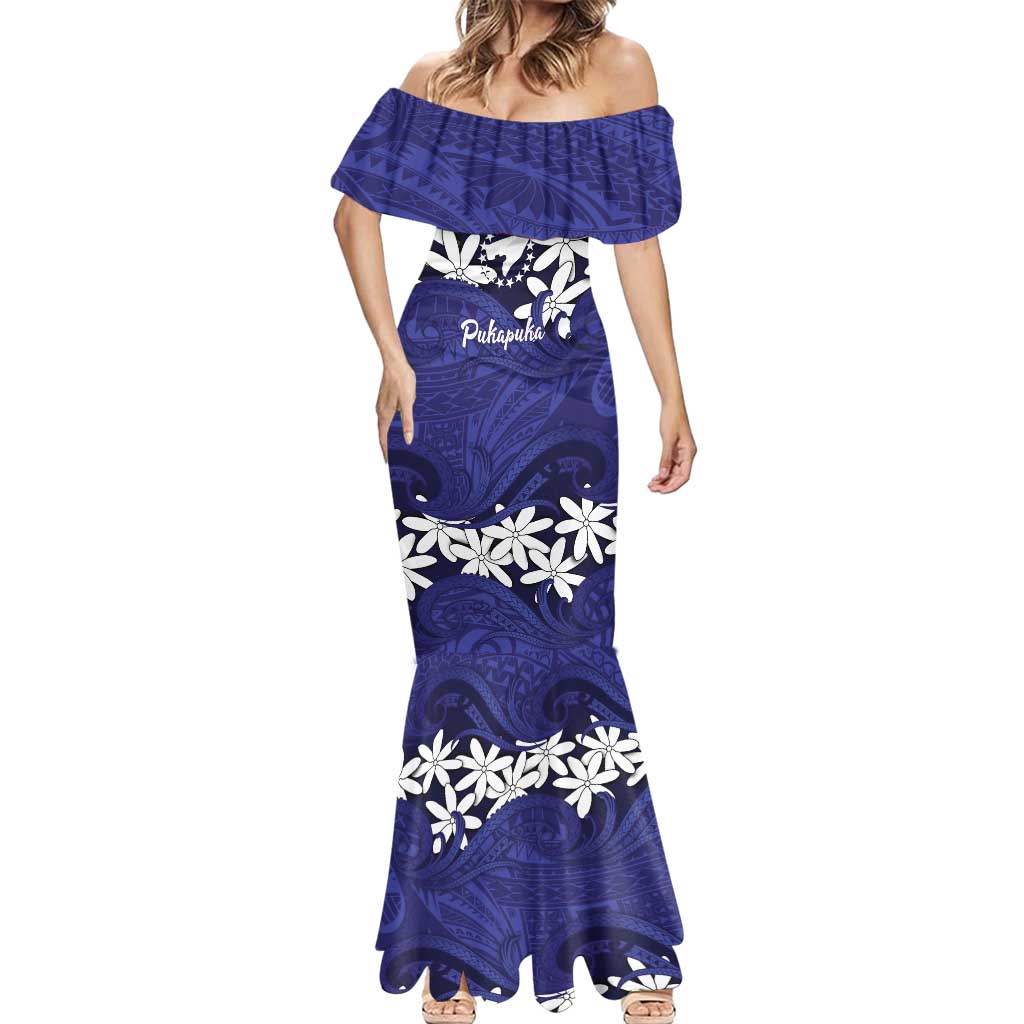 Personalised Cook Islands Pukapuka Mermaid Dress Tiare Maori Polynesian Waves Tattoo