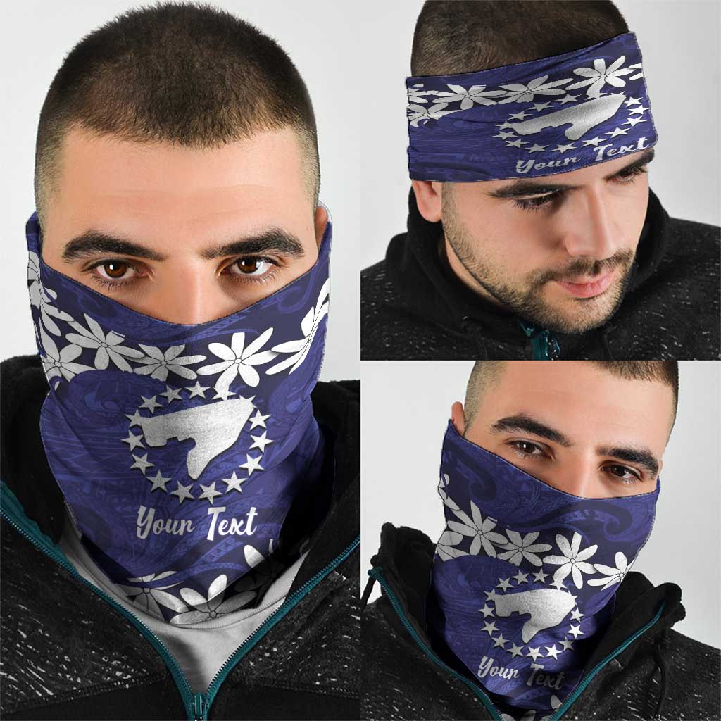 Personalised Cook Islands Pukapuka Neck Gaiter Tiare Maori Polynesian Waves Tattoo