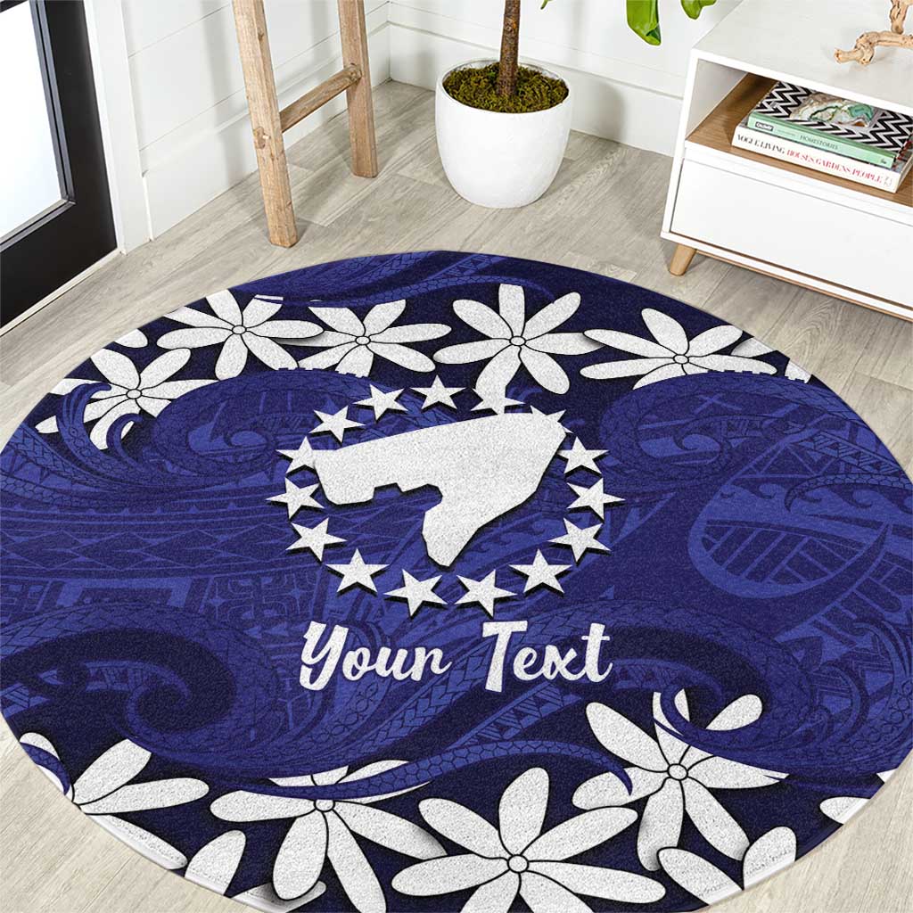 Personalised Cook Islands Pukapuka Round Carpet Tiare Maori Polynesian Waves Tattoo