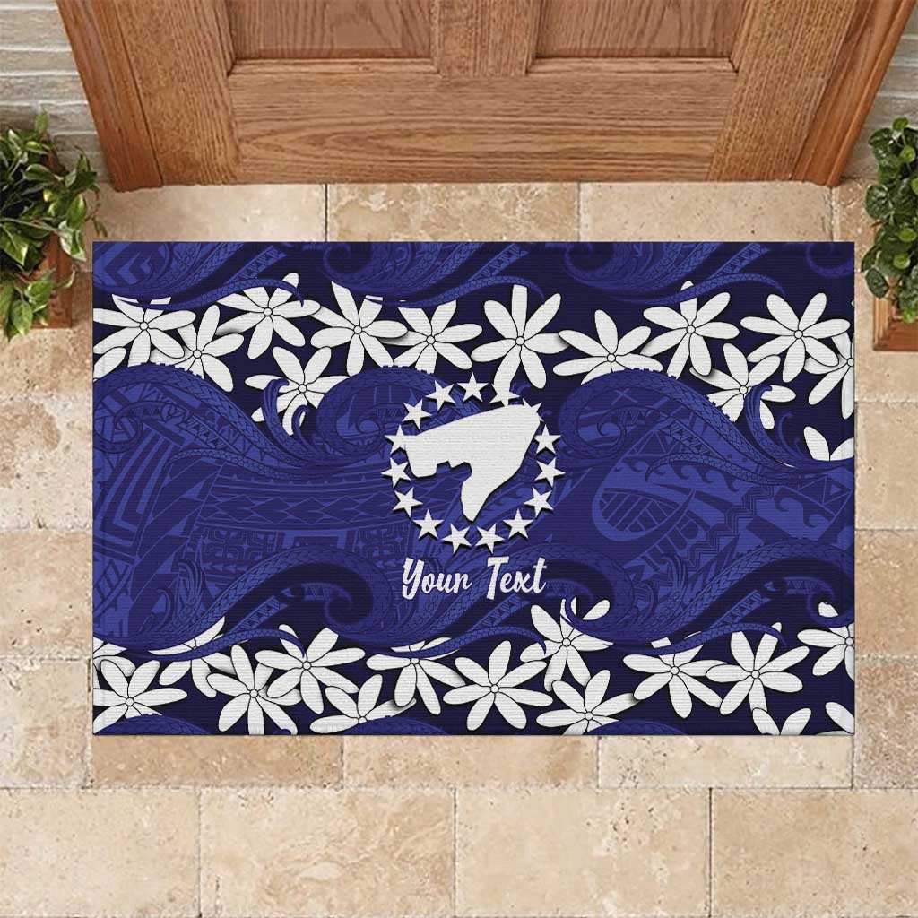Personalised Cook Islands Pukapuka Rubber Doormat Tiare Maori Polynesian Waves Tattoo