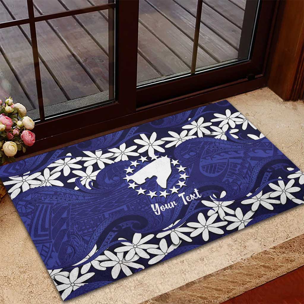 Personalised Cook Islands Pukapuka Rubber Doormat Tiare Maori Polynesian Waves Tattoo