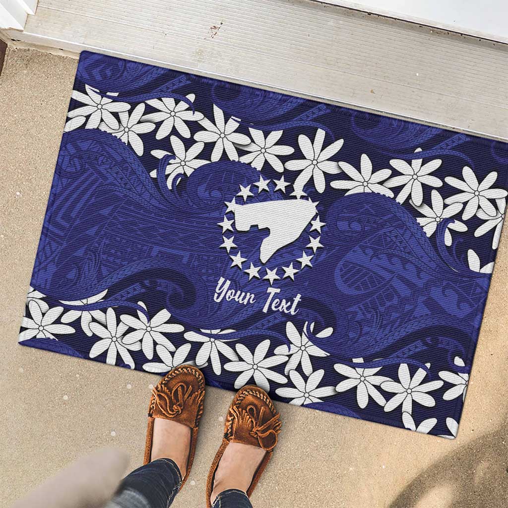 Personalised Cook Islands Pukapuka Rubber Doormat Tiare Maori Polynesian Waves Tattoo