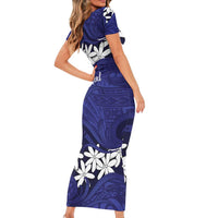 Personalised Cook Islands Pukapuka Short Sleeve Bodycon Dress Tiare Maori Polynesian Waves Tattoo