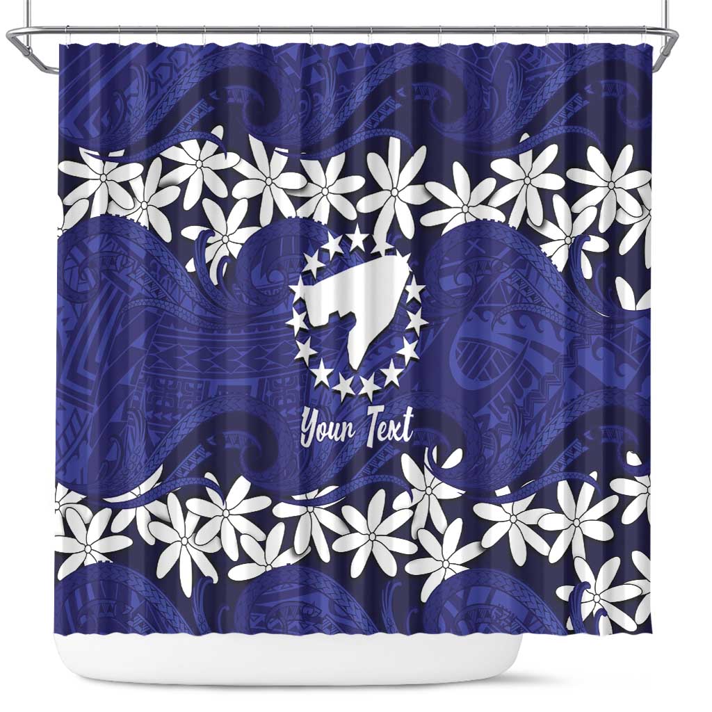 Personalised Cook Islands Pukapuka Shower Curtain Tiare Maori Polynesian Waves Tattoo