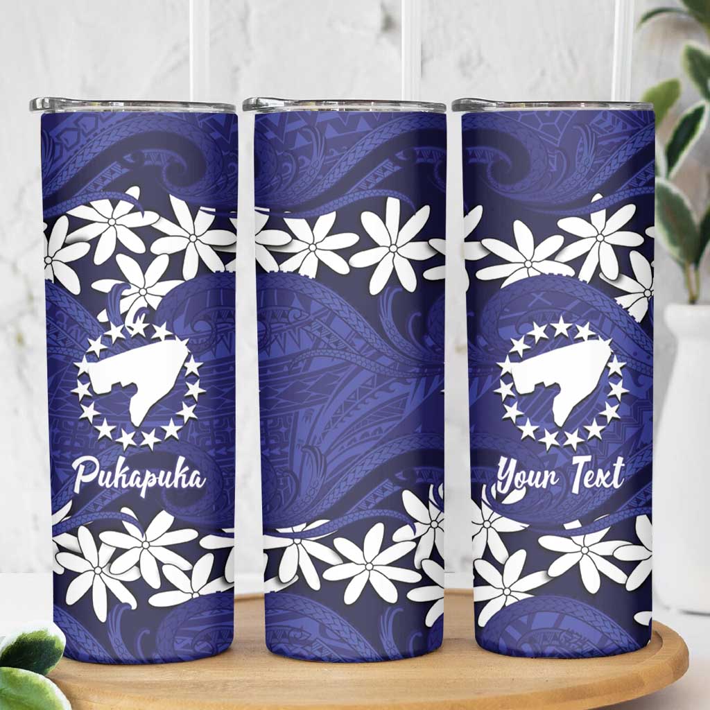 Personalised Cook Islands Pukapuka Skinny Tumbler Tiare Maori Polynesian Waves Tattoo