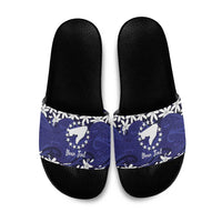Personalised Cook Islands Pukapuka Slide Sandals Tiare Maori Polynesian Waves Tattoo