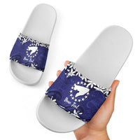 Personalised Cook Islands Pukapuka Slide Sandals Tiare Maori Polynesian Waves Tattoo