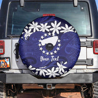 Personalised Cook Islands Pukapuka Spare Tire Cover Tiare Maori Polynesian Waves Tattoo