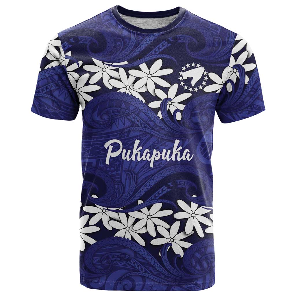 Personalised Cook Islands Pukapuka T Shirt Tiare Maori Polynesian Waves Tattoo