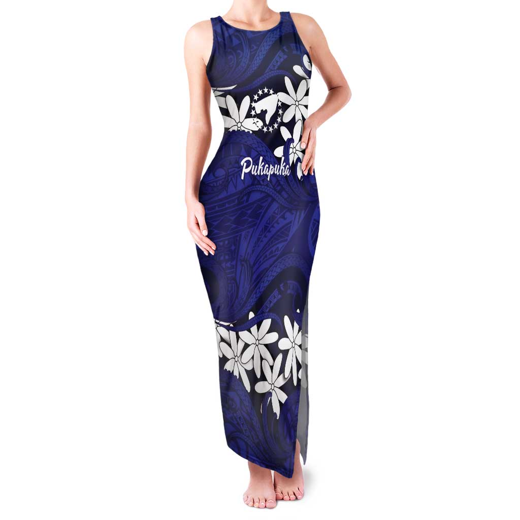 Personalised Cook Islands Pukapuka Tank Maxi Dress Tiare Maori Polynesian Waves Tattoo