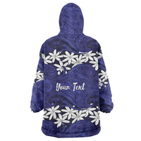 Personalised Cook Islands Pukapuka Wearable Blanket Hoodie Tiare Maori Polynesian Waves Tattoo