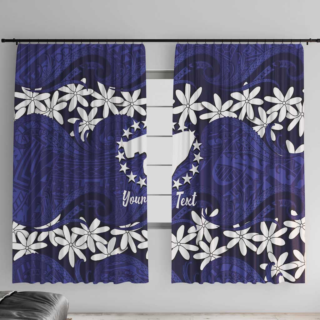 Personalised Cook Islands Pukapuka Window Curtain Tiare Maori Polynesian Waves Tattoo