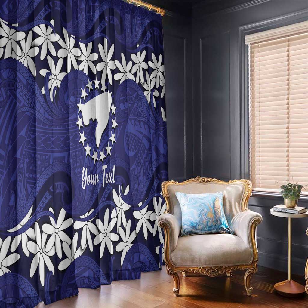 Personalised Cook Islands Pukapuka Window Curtain Tiare Maori Polynesian Waves Tattoo